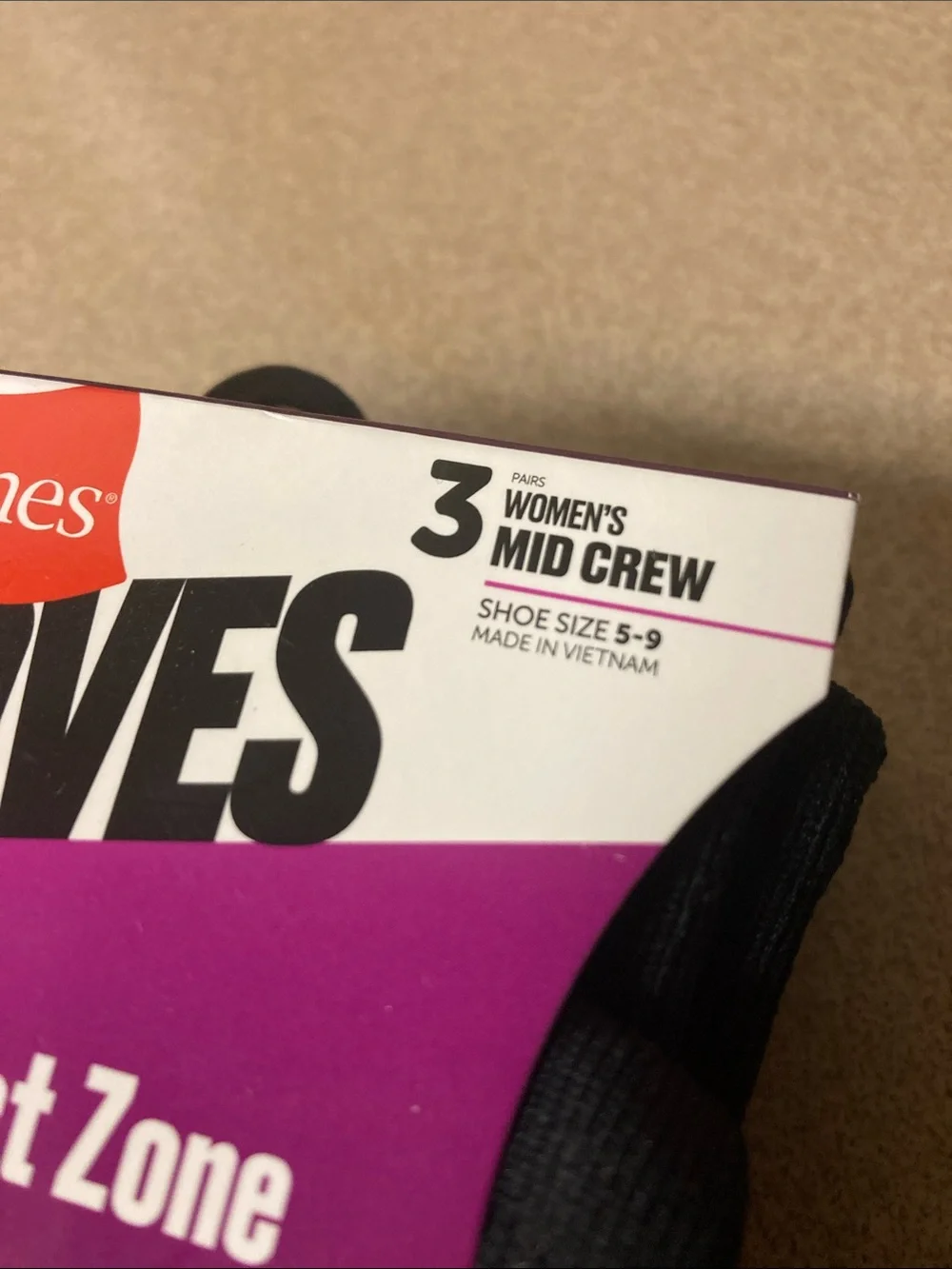 Hanes Moves ladies Black Mid Crew Athletic Socks - Pack of 3